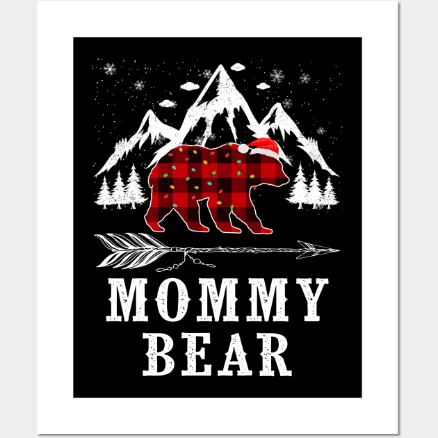 Mommy Bear Christmas Red Plaid Buffalo Family Pajama Funny Wall Art by heart teeshirt